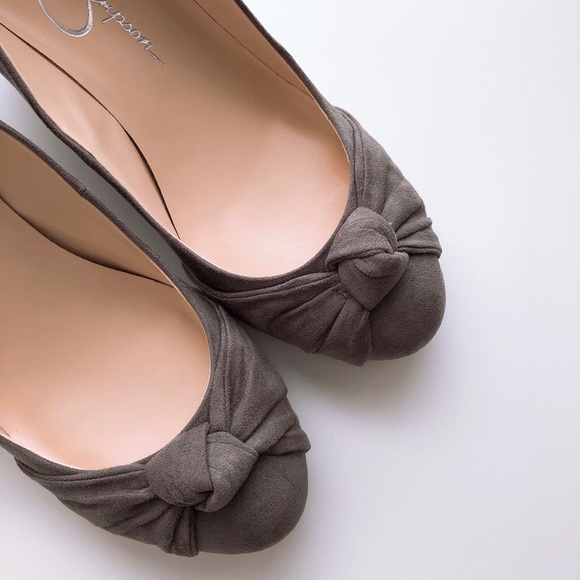 Jessica Simpson Taupe Wedge Pumps - Picture 3 of 5